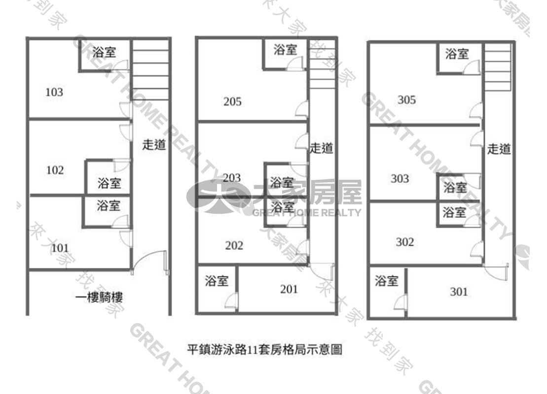 平鎮-游泳路11套房收租透天房屋室內格局與周邊環境